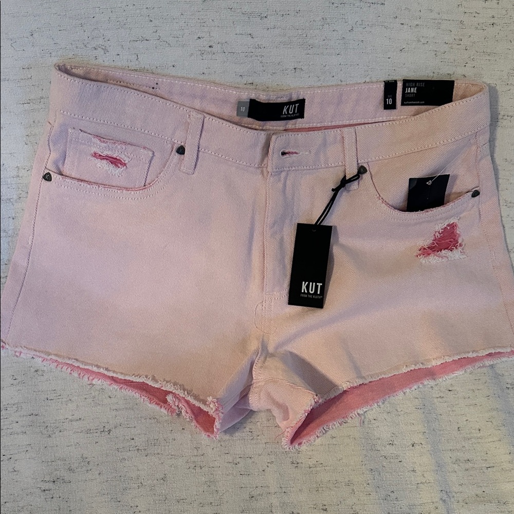Kut from the Kloth Light Pink Distressed Jean Shorts